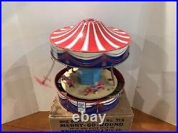 WOLVERINE NO. 31 31A MERRY-GO-ROUND MUSICAL CAROUSEL TIN WIND UP LITHO withbox