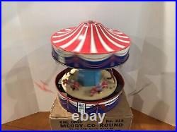 WOLVERINE NO. 31 31A MERRY-GO-ROUND MUSICAL CAROUSEL TIN WIND UP LITHO withbox