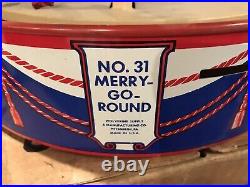 WOLVERINE NO. 31 31A MERRY-GO-ROUND MUSICAL CAROUSEL TIN WIND UP LITHO withbox