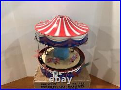 WOLVERINE NO. 31 31A MERRY-GO-ROUND MUSICAL CAROUSEL TIN WIND UP LITHO withbox