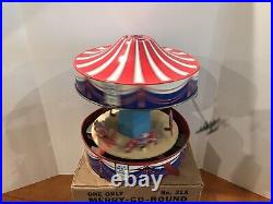 WOLVERINE NO. 31 31A MERRY-GO-ROUND MUSICAL CAROUSEL TIN WIND UP LITHO withbox