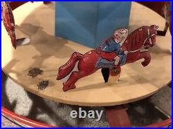 WOLVERINE NO. 31 31A MERRY-GO-ROUND MUSICAL CAROUSEL TIN WIND UP LITHO withbox