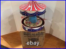 WOLVERINE NO. 31 31A MERRY-GO-ROUND MUSICAL CAROUSEL TIN WIND UP LITHO withbox