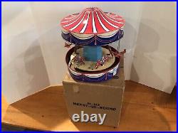 WOLVERINE NO. 31 31A MERRY-GO-ROUND MUSICAL CAROUSEL TIN WIND UP LITHO withbox