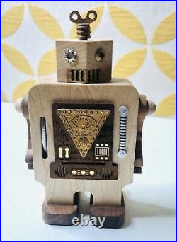 WOODERFUL LIFE Walking Two Toned Wooden Robot KEEP ME Music Box NURSERY BABY