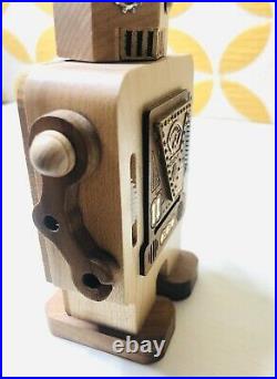 WOODERFUL LIFE Walking Two Toned Wooden Robot KEEP ME Music Box NURSERY BABY