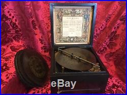 WORKING SYMPHONION Brevete Patent Antique Music Box in Great Condition w 12 disc