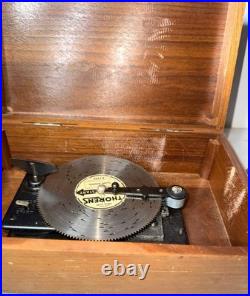 WORKING Thorens Swiss Music Box Wood Case Vintage 11 Discs Included Collectible