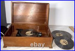 WORKING Thorens Swiss Music Box Wood Case Vintage 11 Discs Included Collectible