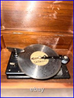 WORKING Thorens Swiss Music Box Wood Case Vintage 11 Discs Included Collectible