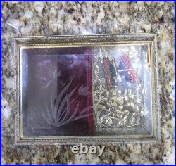 WORKING Vintage Westland Music Jewelry Box Butterfly Moving Wings Beveled Glass