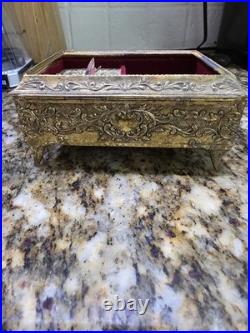 WORKING Vintage Westland Music Jewelry Box Butterfly Moving Wings Beveled Glass
