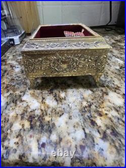 WORKING Vintage Westland Music Jewelry Box Butterfly Moving Wings Beveled Glass