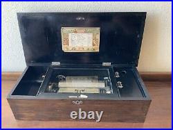 WORKS! Vintage Antique Victorian 10 Airs Songs Swiss Cylinder Wind Up Music Box