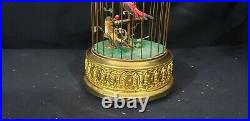 West Germany 2 bird's in cage music box Automaton mechanical with real feathers