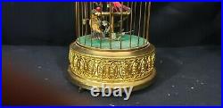 West Germany 2 bird's in cage music box Automaton mechanical with real feathers