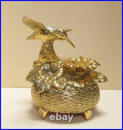 Westland Gold Metal Windup Music Box Hummingbird Figure with Automation Wings Move