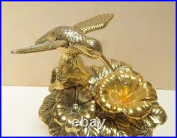 Westland Gold Metal Windup Music Box Hummingbird Figure with Automation Wings Move