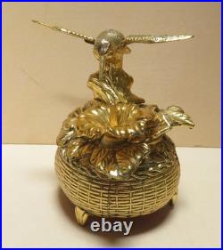 Westland Gold Metal Windup Music Box Hummingbird Figure with Automation Wings Move