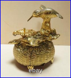 Westland Gold Metal Windup Music Box Hummingbird Figure with Automation Wings Move