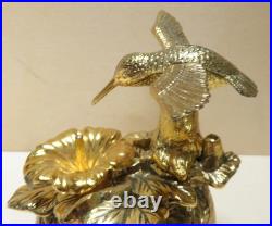 Westland Gold Metal Windup Music Box Hummingbird Figure with Automation Wings Move