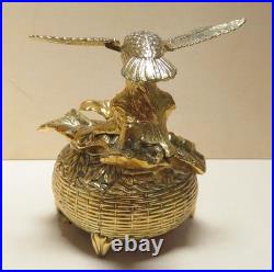 Westland Gold Metal Windup Music Box Hummingbird Figure with Automation Wings Move