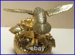 Westland Gold Metal Windup Music Box Hummingbird Figure with Automation Wings Move