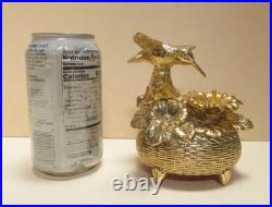 Westland Gold Metal Windup Music Box Hummingbird Figure with Automation Wings Move