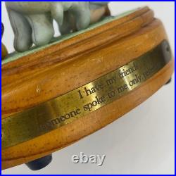 Winnie the Pooh Piglet Eeyore Music Box Wooden Base I have my friends WORKS
