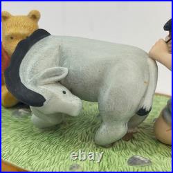 Winnie the Pooh Piglet Eeyore Music Box Wooden Base I have my friends WORKS
