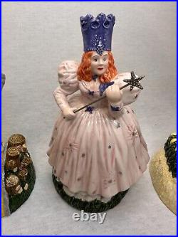 Wizard of Oz Musical Figurine Set Of 5 Tin Man Scarecrow, Witch, Glenda, Lion