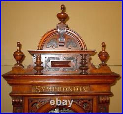 Wonderful antique Symphonian upright disc music box-15921