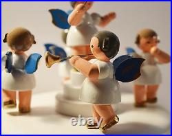Wooden Angel Conductor Music Box Hand Painted Orchestra Schalling Seiffen German