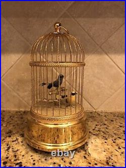 Working Swiss Reuge Music Box Cage Double Singing Birds