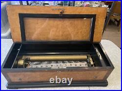 Works! Vintage Antique Large 28 Swiss Cylinder Music Box With Ornate Case