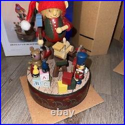 Zims Heirloom Collectibles Wood Elf Workshop Toy Maker Music Box Vintage 1999